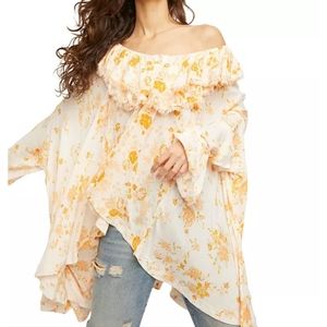 Free People Loretta Floral Printed Oversized Tunic Top Size Medium
